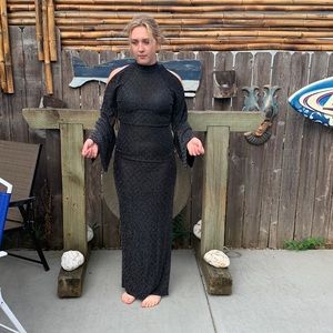 Formal dress backless shoulderless slit on the side